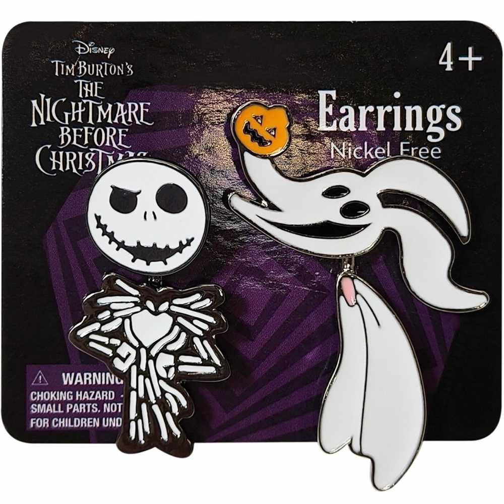 TNBC Jack Skellington and Zero Earrings New